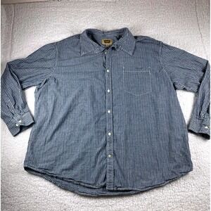 The Foundry Supply Co Mens 3XL Blue White Striped Long Sleeve Button Down Shirt